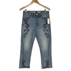 Anthropologie Pilcro and the Letterpress Embroidered Denim Floral Jeans Cropped